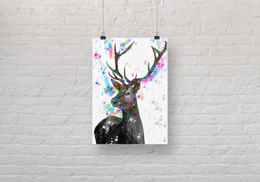 Colourful Bubble Stag A3 Wall Art print