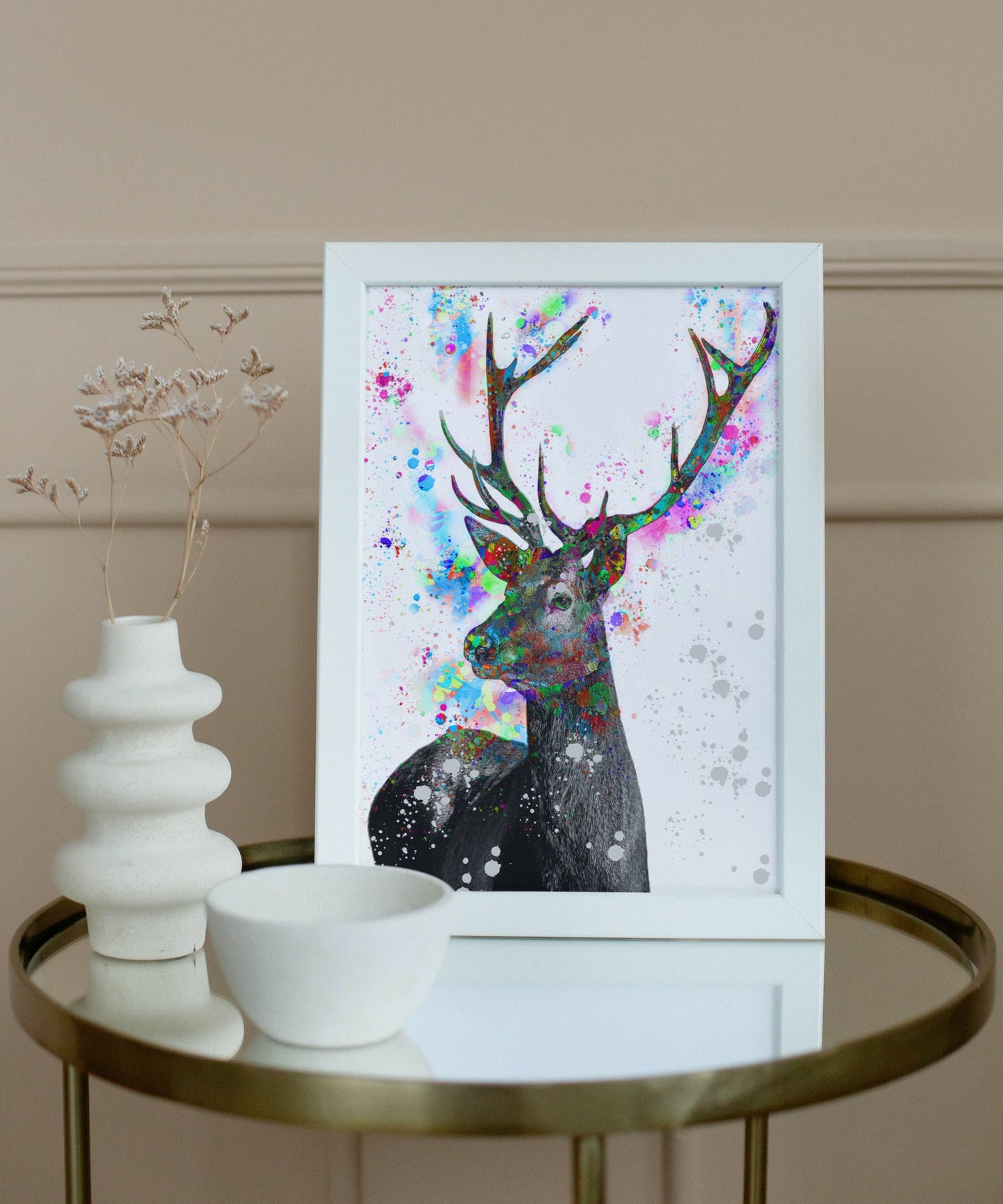Colourful Bubble Stag A3 Wall Art print