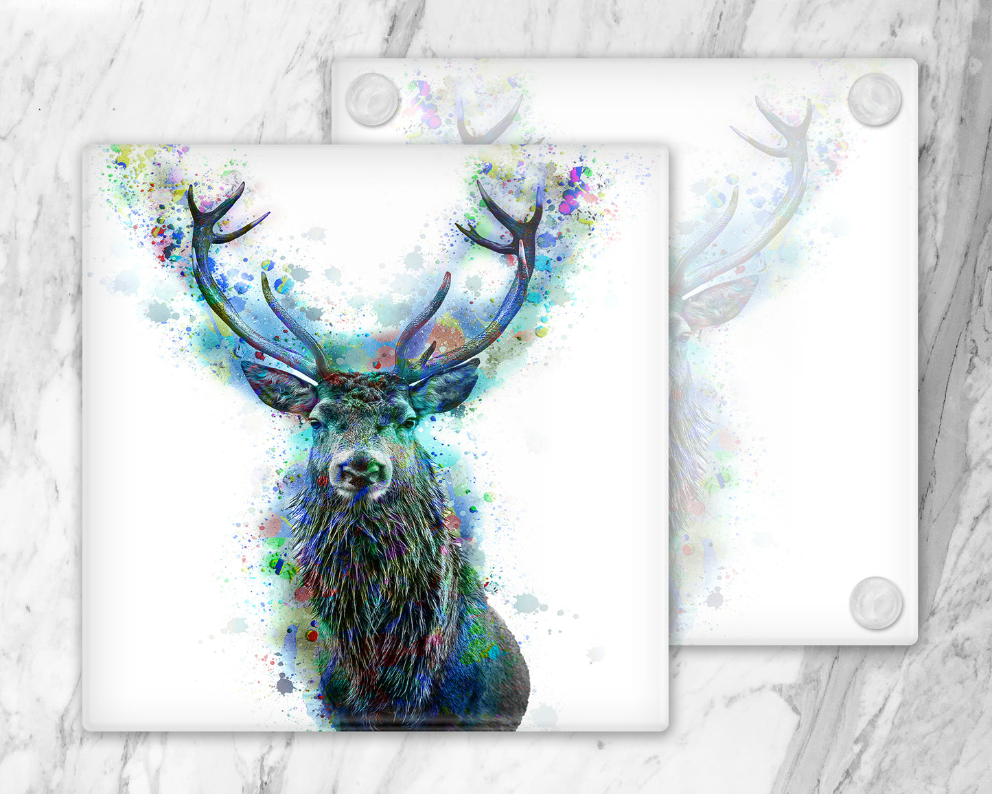 Bright Bubble  Stag Glass  Coaster, Drinks Holder,  Stag Coaster, Scottish Wildlife, Made In Scotland, Stag Lovers Gift