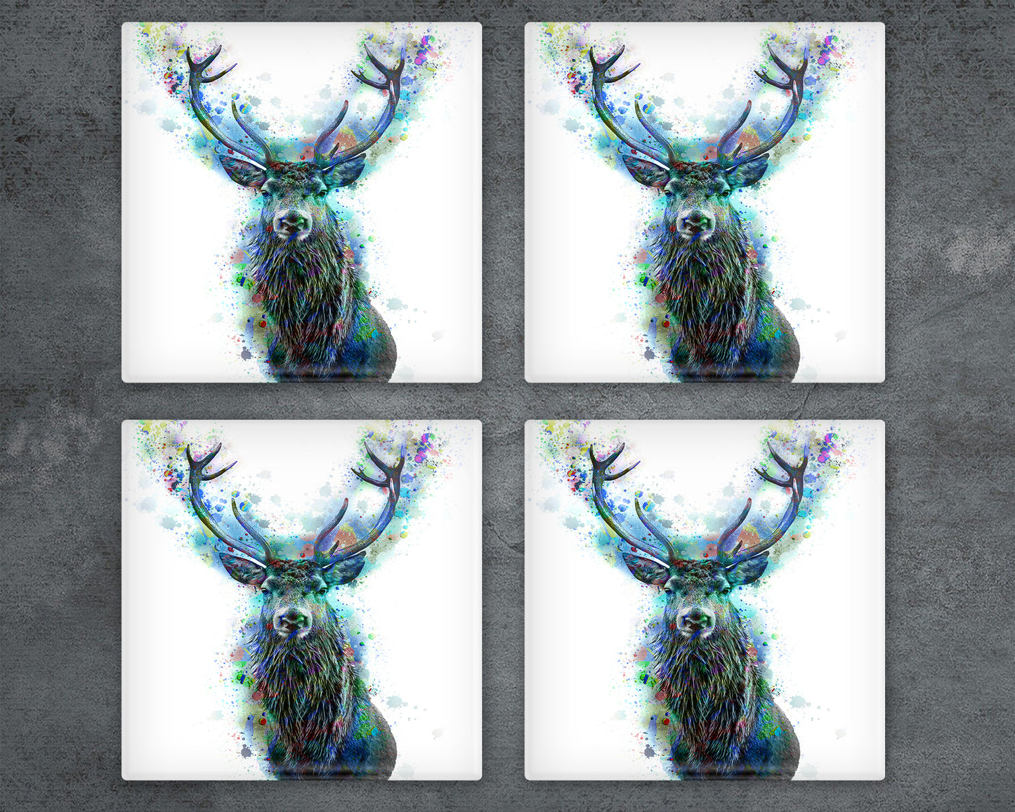 Bright Bubble  Stag Glass  Coaster, Drinks Holder,  Stag Coaster, Scottish Wildlife, Made In Scotland, Stag Lovers Gift