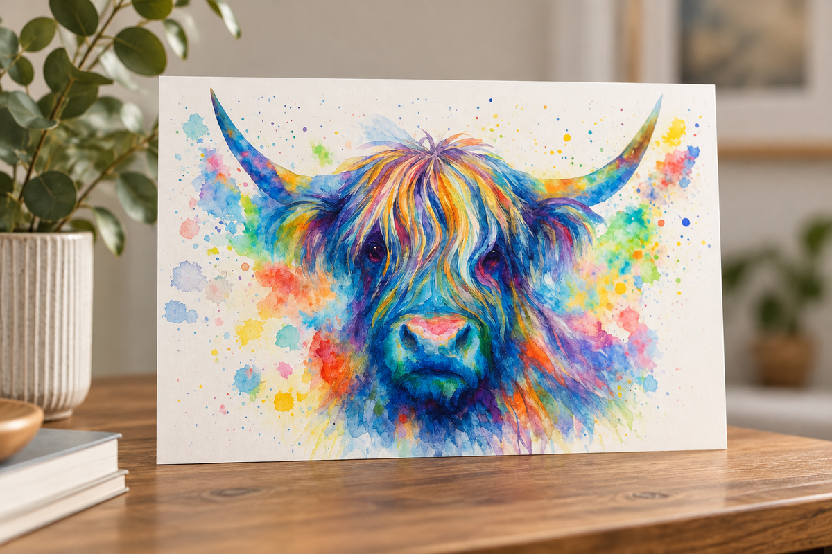 Bubbles of Colour | Highland Cow Wall Art | Thistle Bee Art