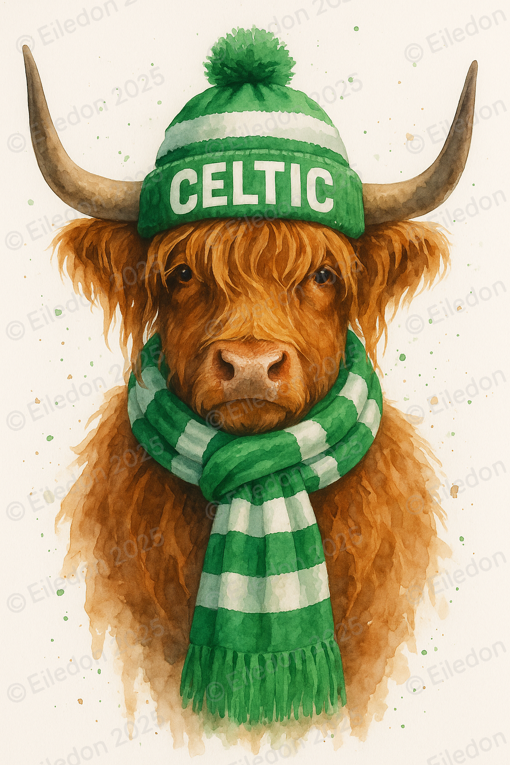 Highland Cow Wall Art Print – Framed Scottish Football Gift
