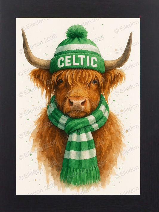 Highland Cow Wall Art Print –Celtic Framed Scottish Football Gift