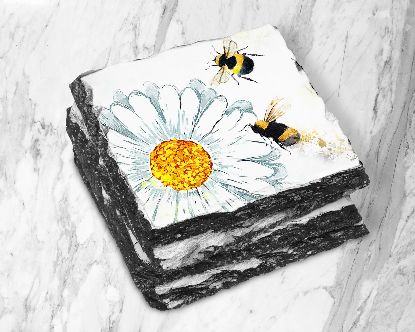 Daisy Bee Slate Coaster