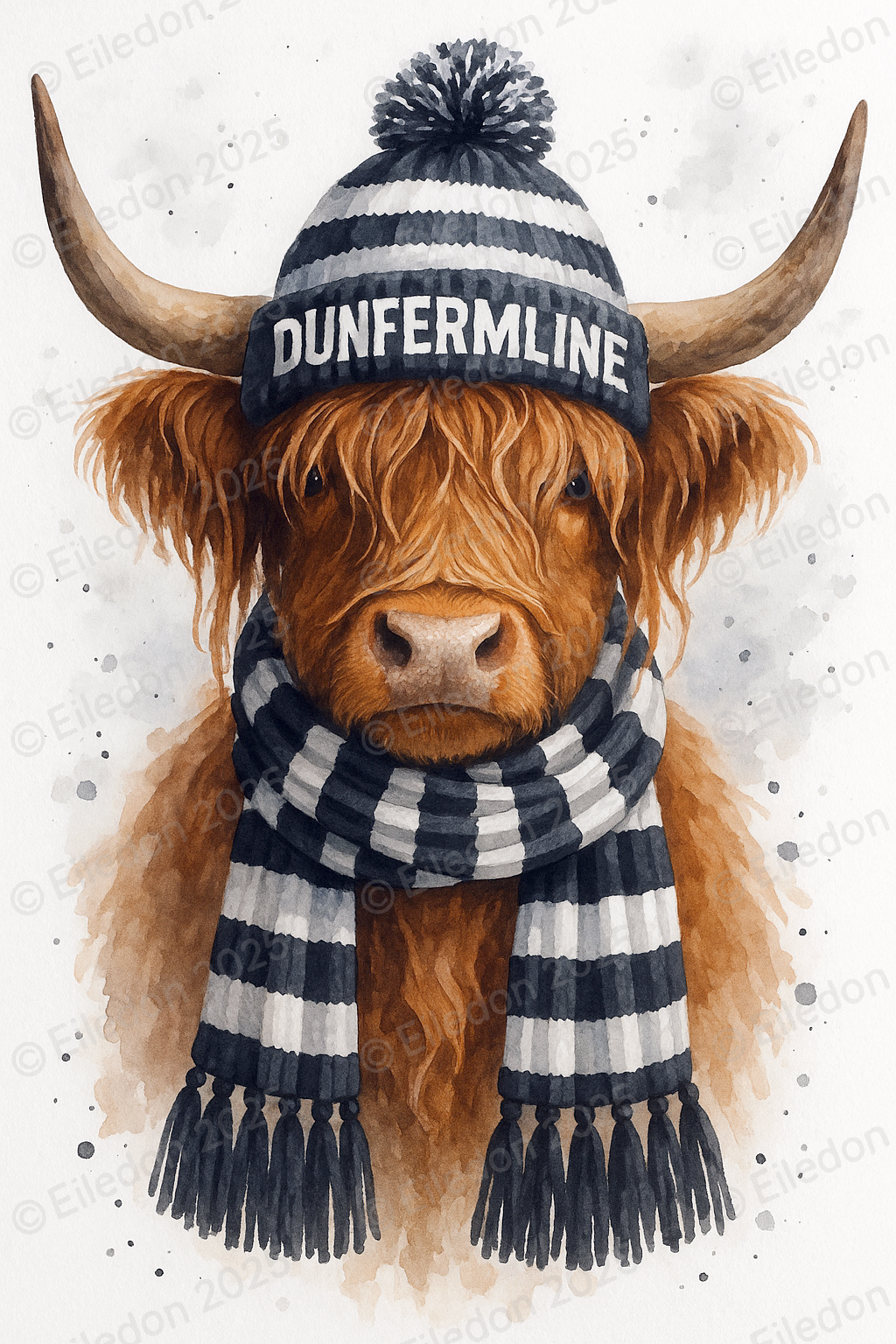 Highland Cow Wall Art Print – Framed Scottish Football Gift