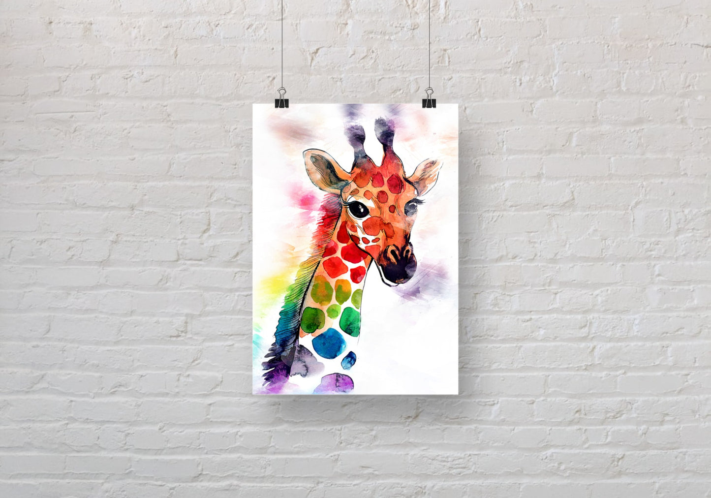 Bright and Colourful Giraffe A3 Wall Art print