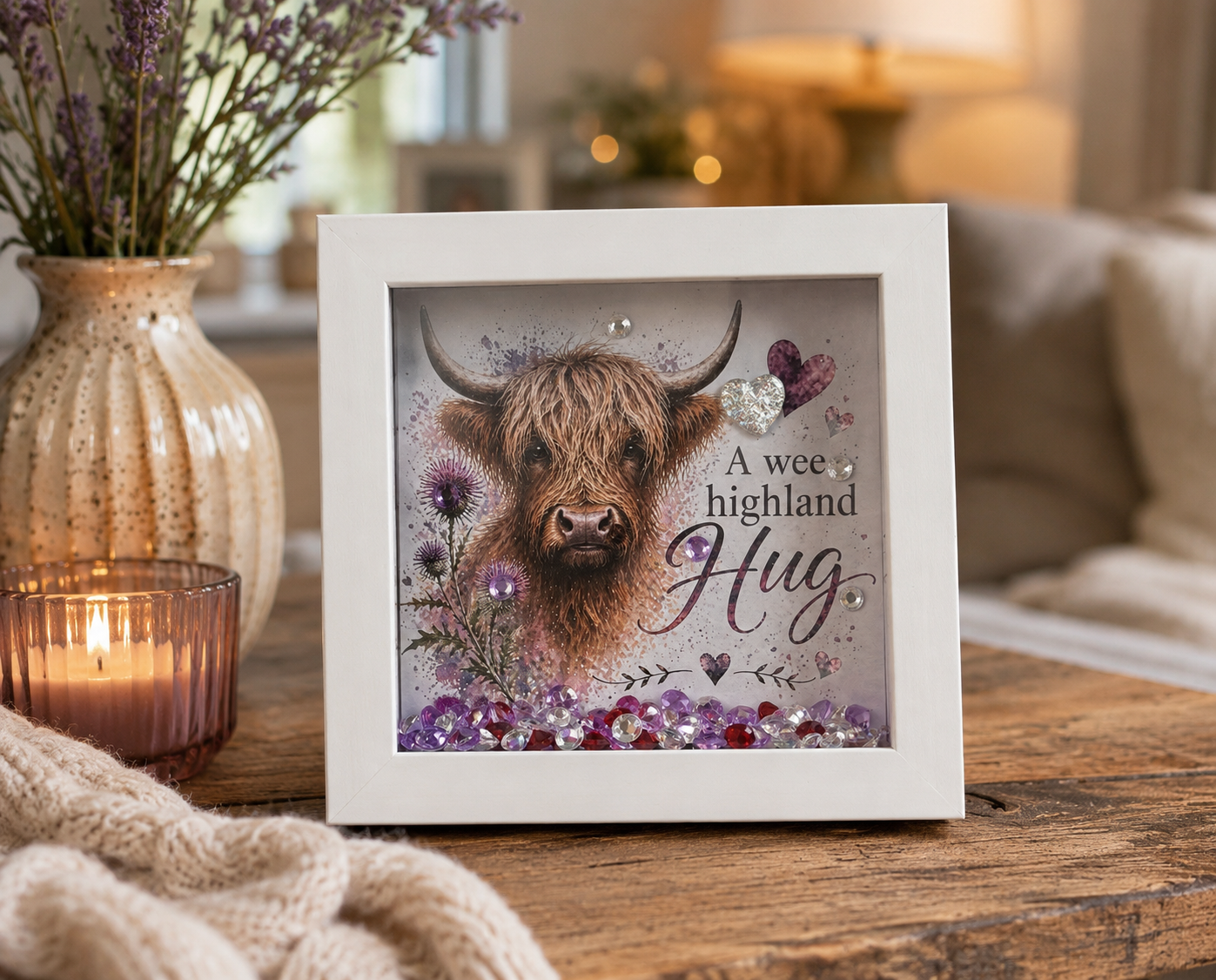 A Wee Highland Hug | Highland Cow Keepsake Gift Shadow Box