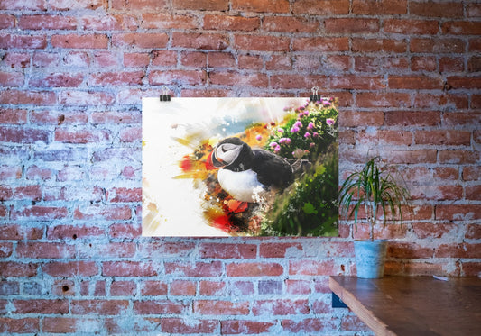 Colourful Puffin A3 Wall Art print