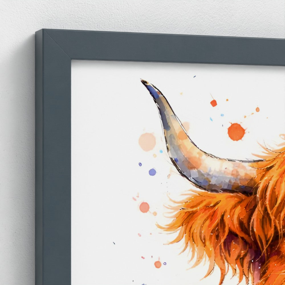 Ralph the Highland Cow in a Tartan Jacket Art print