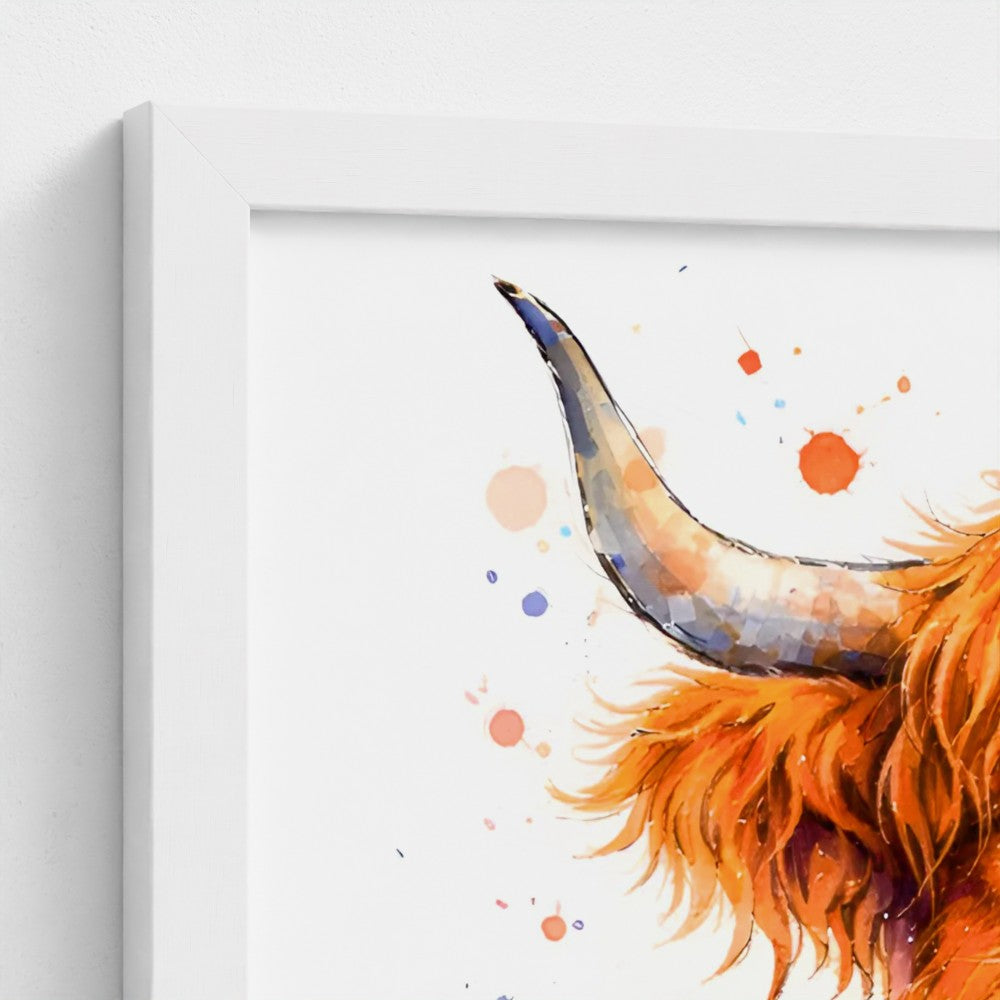 Ralph the Highland Cow in a Tartan Jacket Art print