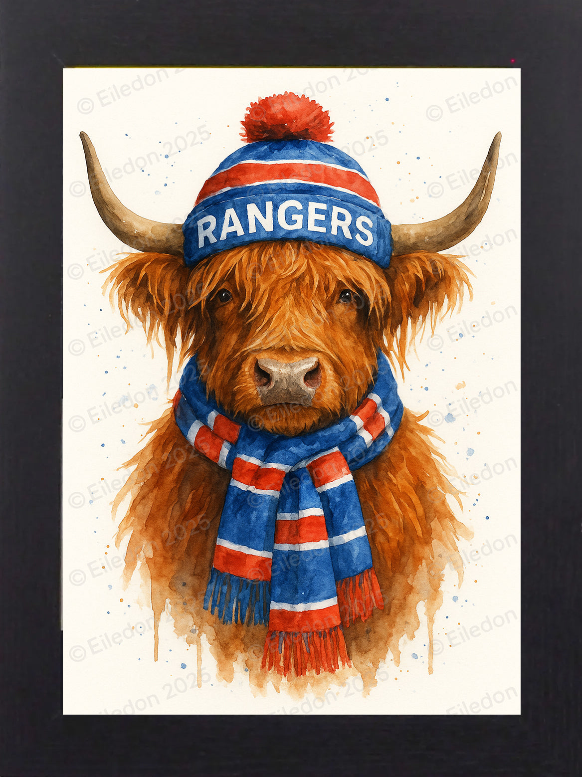 Highland Cow Wall Art Print – Framed Scottish Football Gift