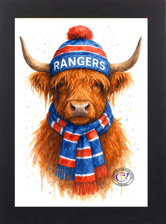 Highland Cow Wall Art Print – Framed Scottish Football Gift
