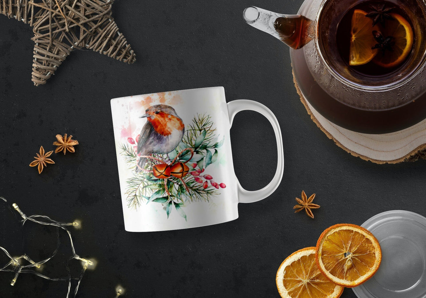 Robin Red Breast Mug, Christmas mug, Secret Santa gift, Christmas tea coffee cup, hot chocolate mug, Christmas gift