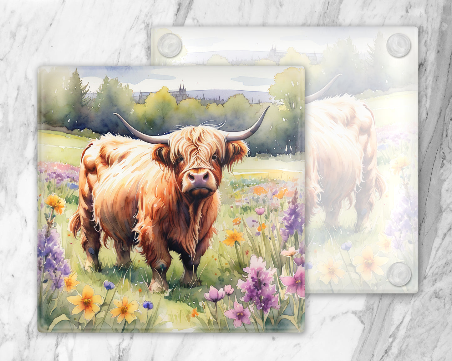 Scottish Wild Life Wild Flowers Glass Coasters