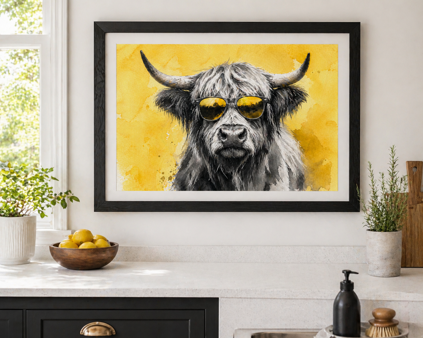 Highland Cow (Gold)  Highland Cow Wall Art | Scottish Watercolour Print | Shades of Scotland | Eiledon