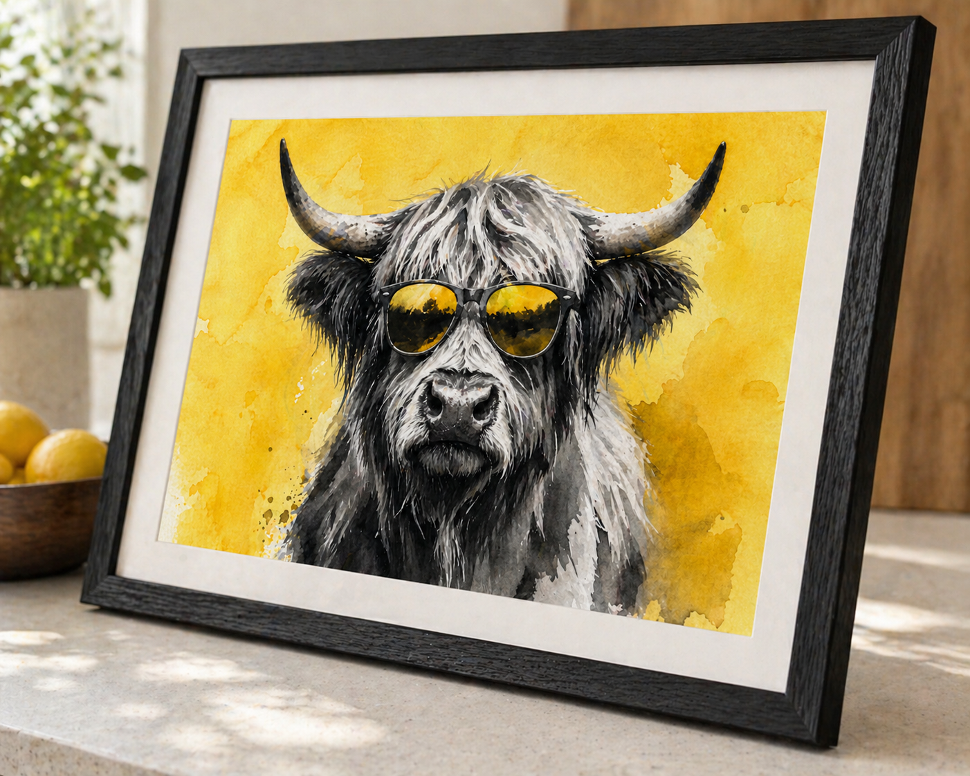 Highland Cow (Gold)  Highland Cow Wall Art | Scottish Watercolour Print | Shades of Scotland | Eiledon