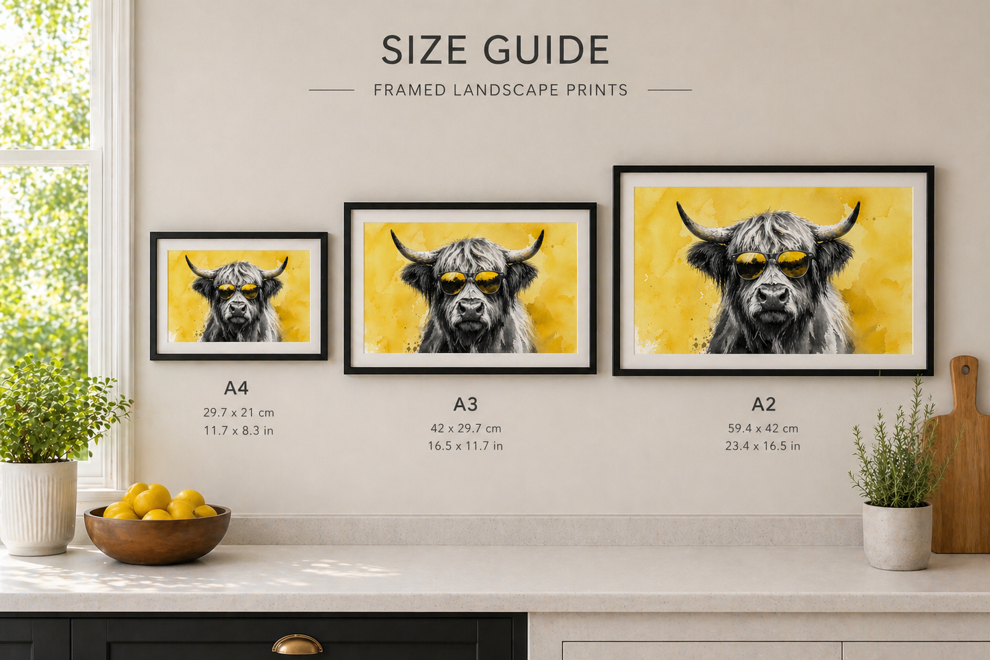 Highland Cow (Gold)  Highland Cow Wall Art | Scottish Watercolour Print | Shades of Scotland | Eiledon