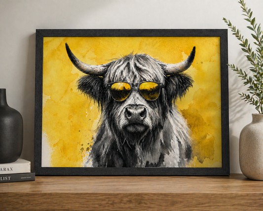 Highland Cow (Gold)  Highland Cow Wall Art | Scottish Watercolour Print | Shades of Scotland | Eiledon
