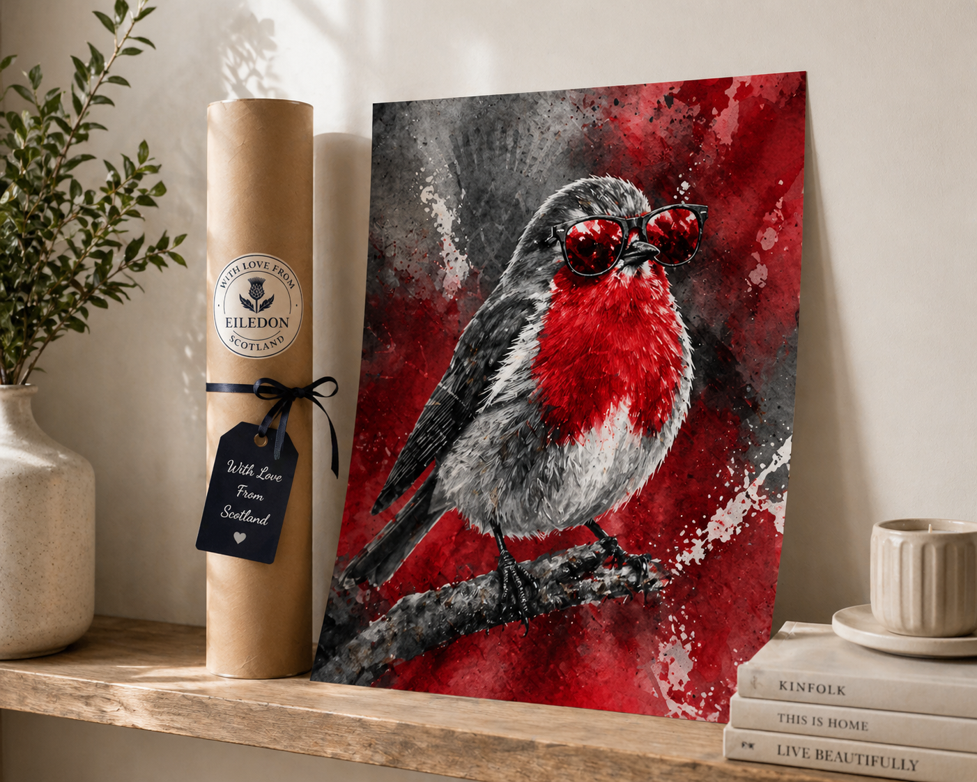 Robin Wall Art | Scottish Bird Watercolour Print | Shades of Scotland | Eiledon