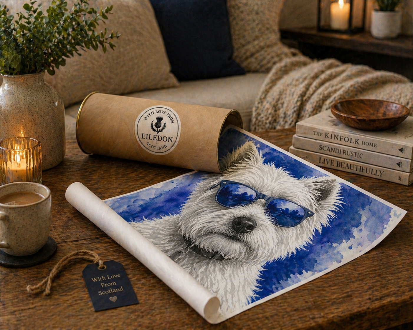 Westie Wall Art | Scottish Dog Watercolour Print | Shades of Scotland | Eiledon