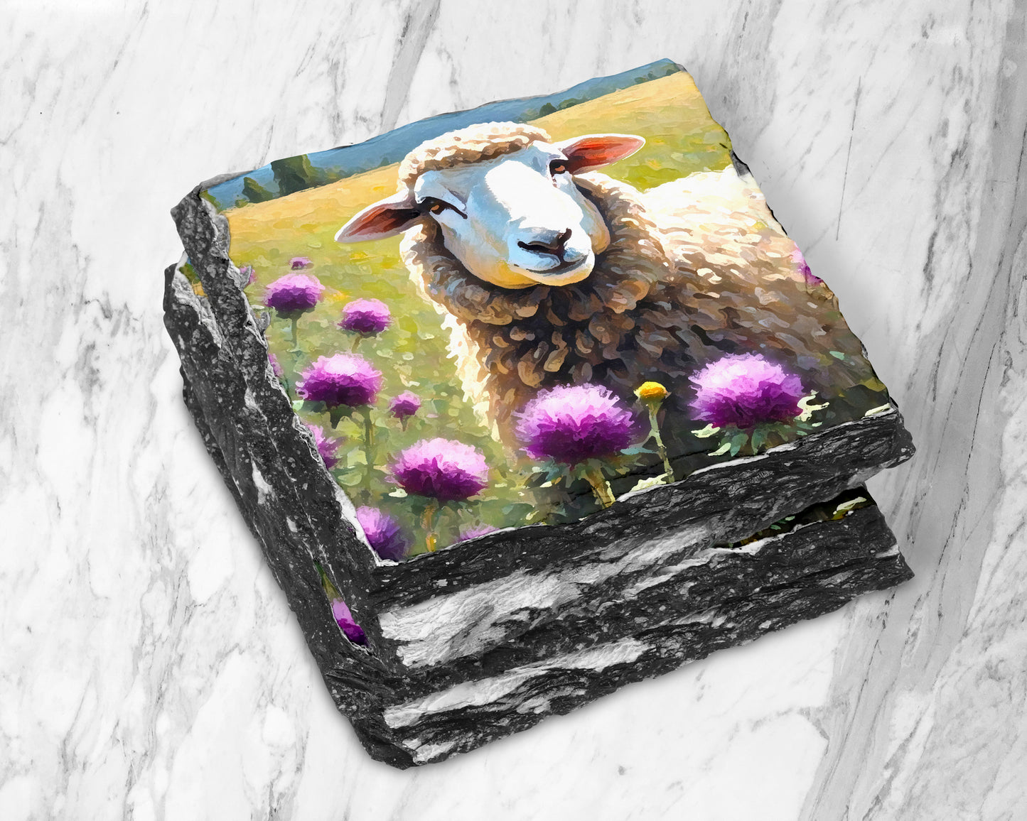 Scottish Wildlife Thistle Slate Coasters