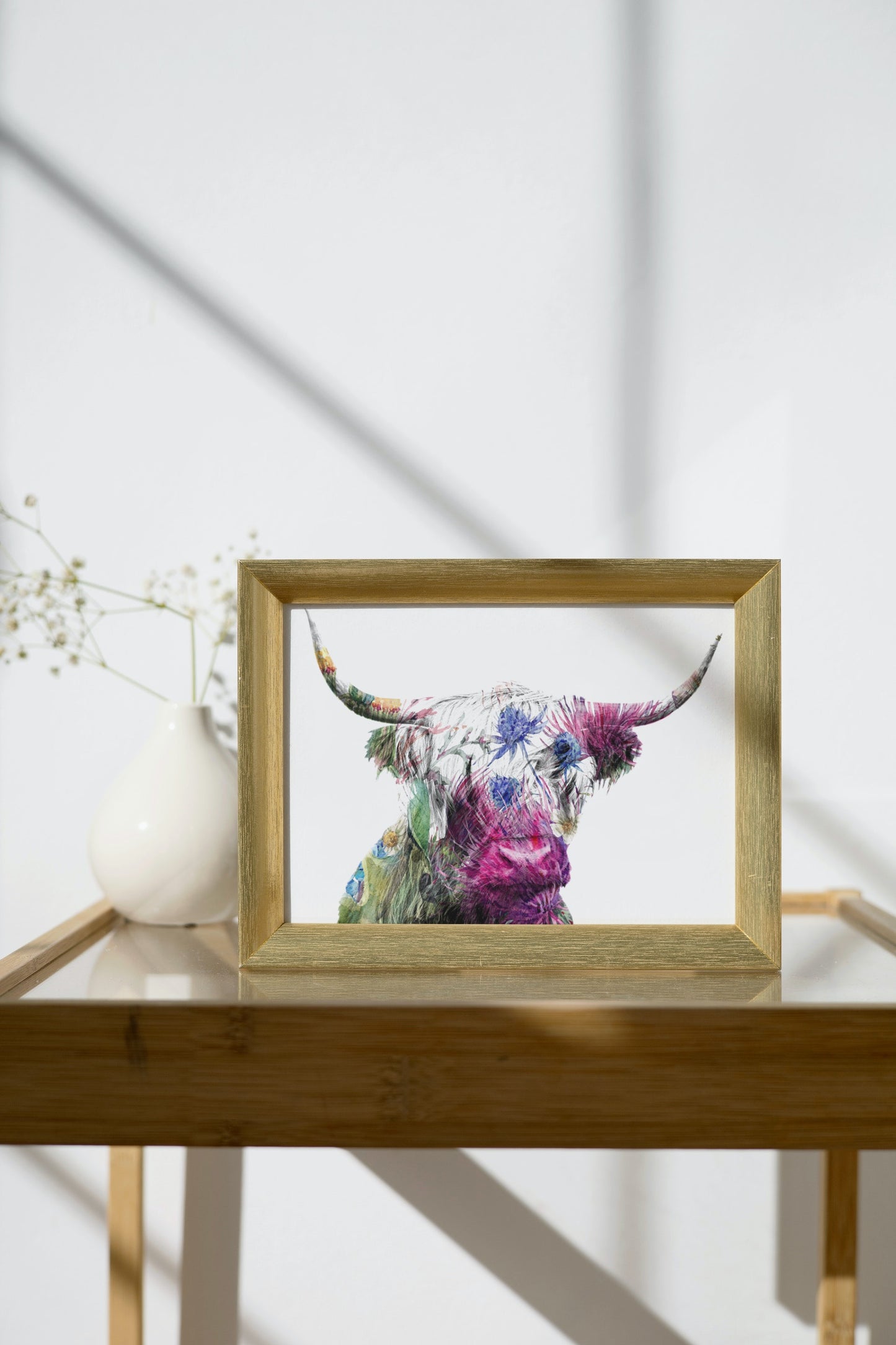 Highland Cow Thistle Silhouette A3 Wall Art print