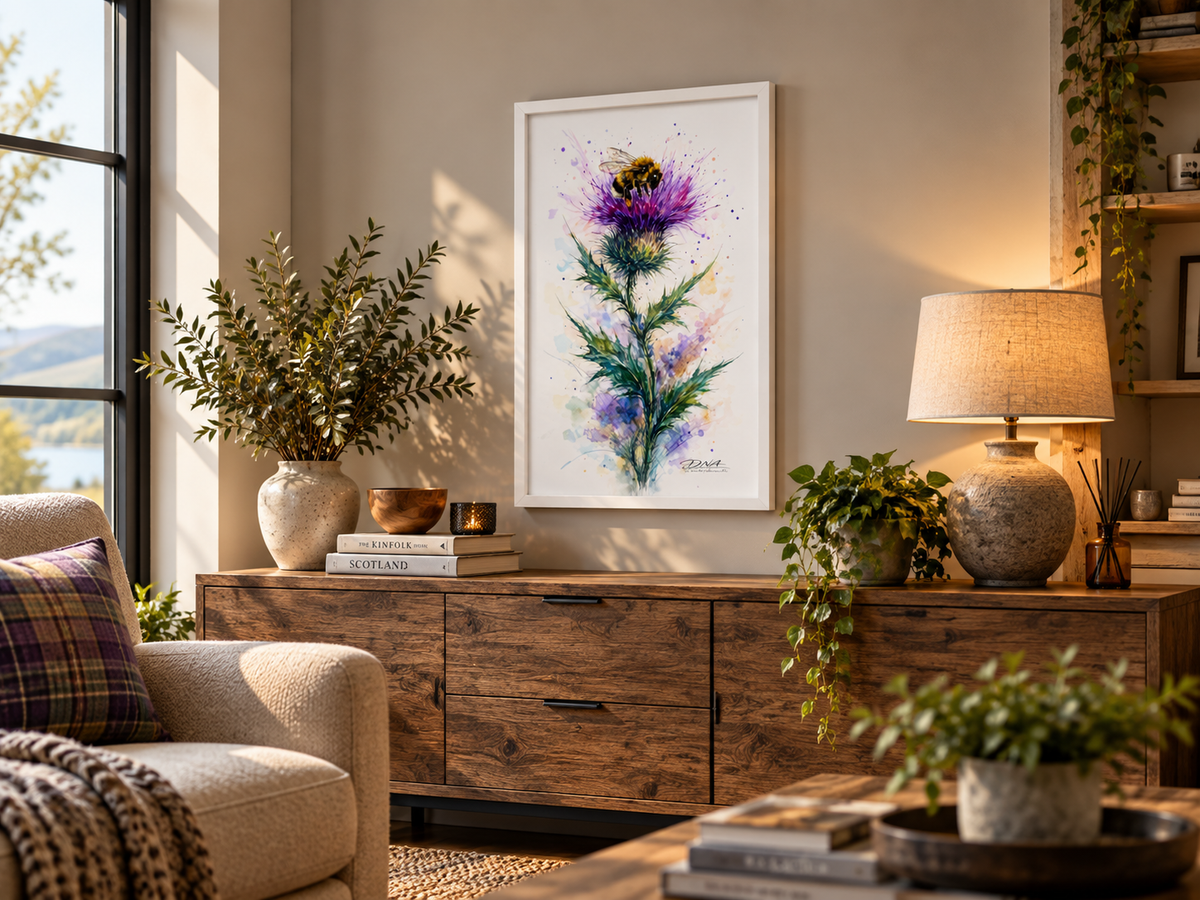 Thistle & Bumblebees – Art Print