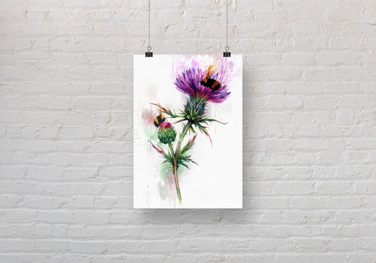 Thistle Bee  A3 Wall Art print