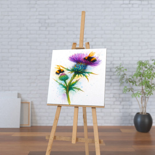 Thistle & Bee – Scottish Wildflower Watercolour Canvas Wall Art