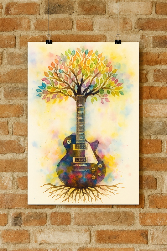 Guitar Tree Of Life Musical Roots A3 Wall Art print