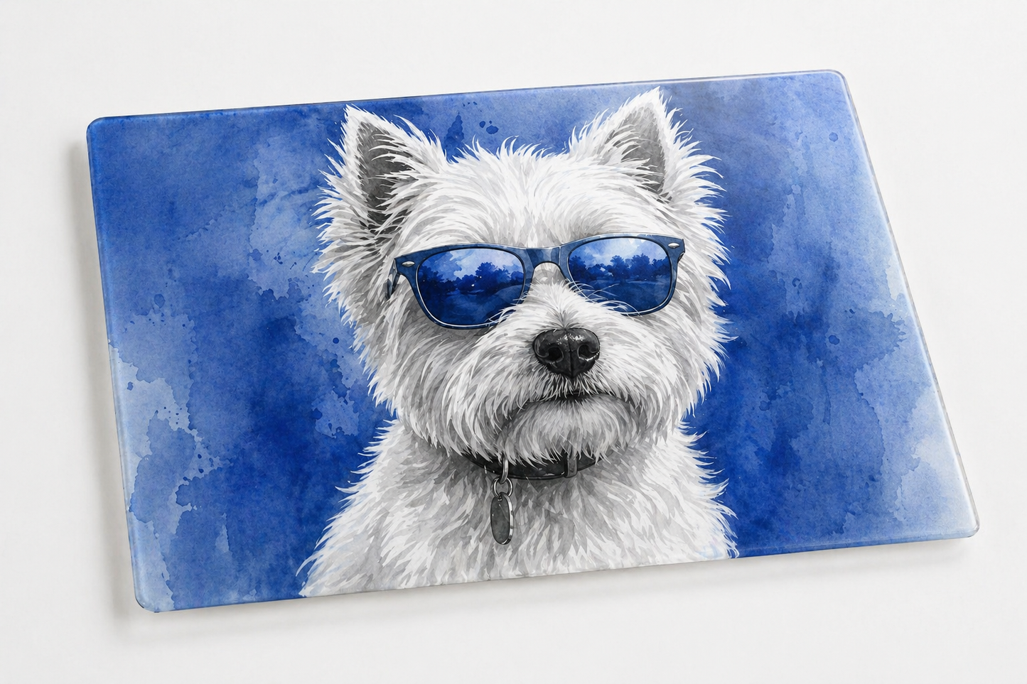 Glass Chopping Board | Westie Dog Kitchen Art | Shades of Scotland | Eiledon
