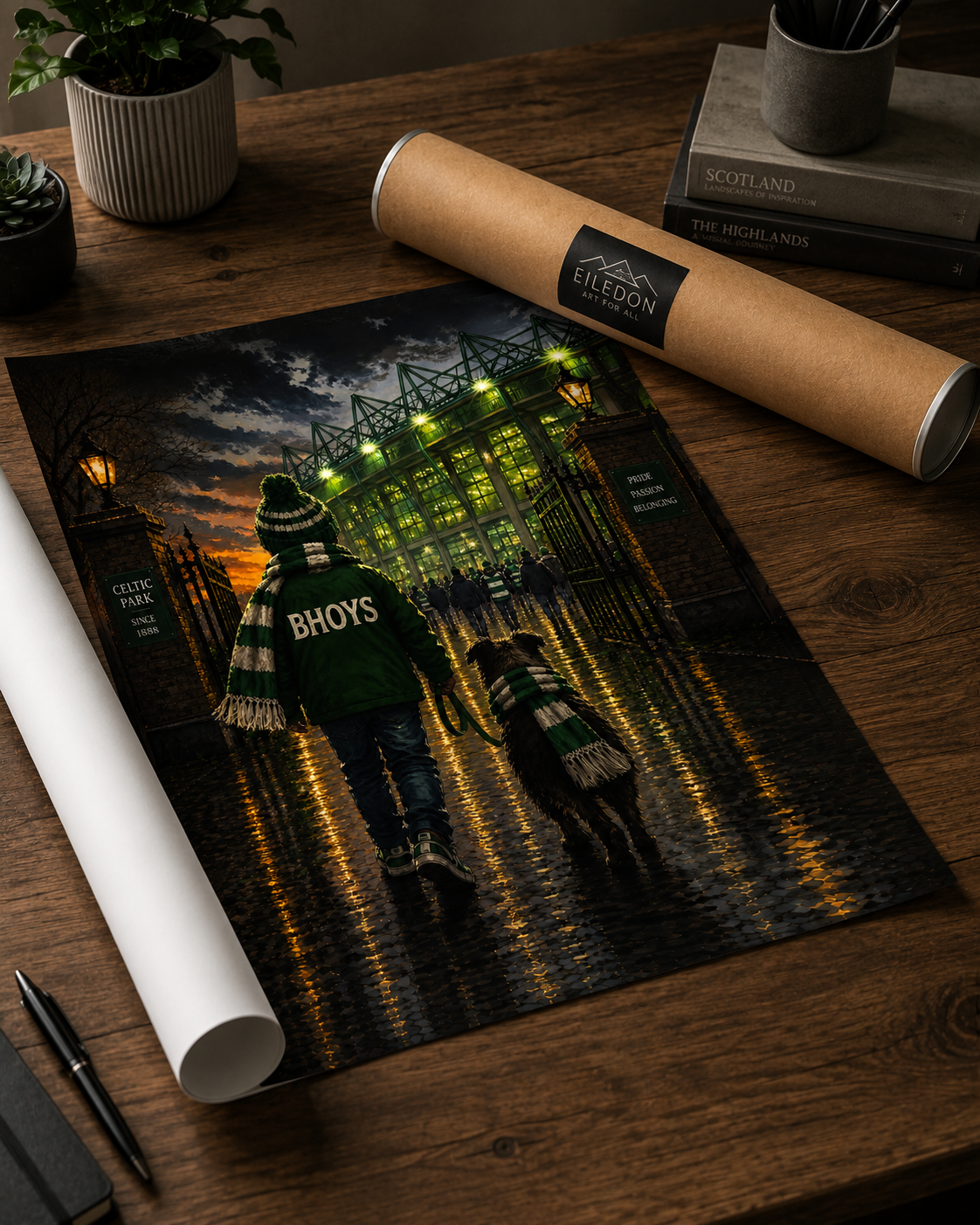 Matchday Memories – Celtic | Celtic Park Football Print | A4 & A3 Framed Wall Art | A2, A3 & A4 Print | Eiledon