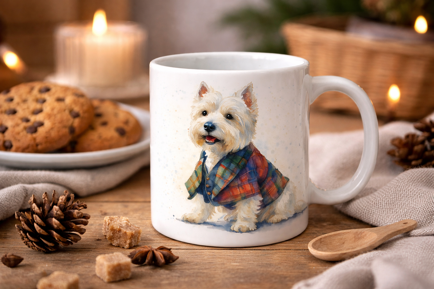West Highland Terrier Mug – Scottish Westie in Tartan | 11oz Ceramic Mug