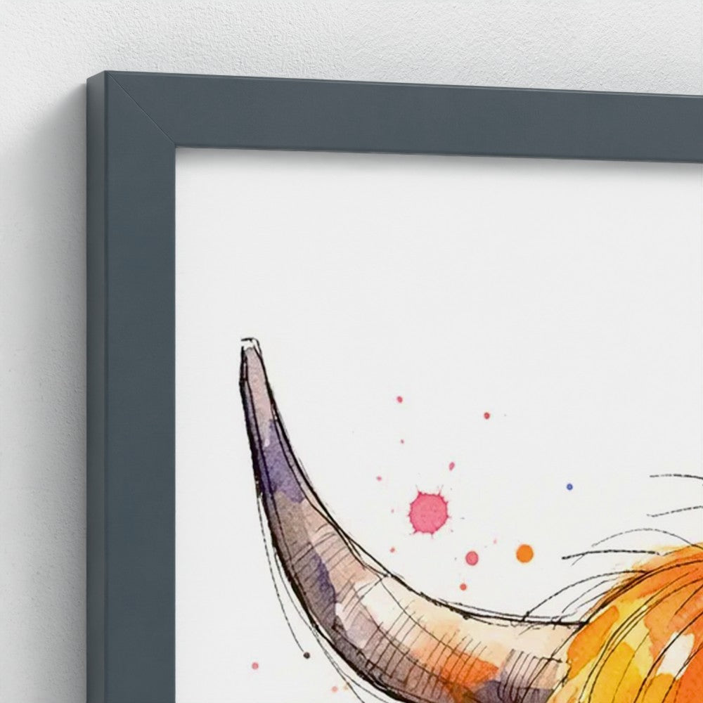 Colourful Highland Cow Wall Art | Scottish Art Print – Ink & Wild
