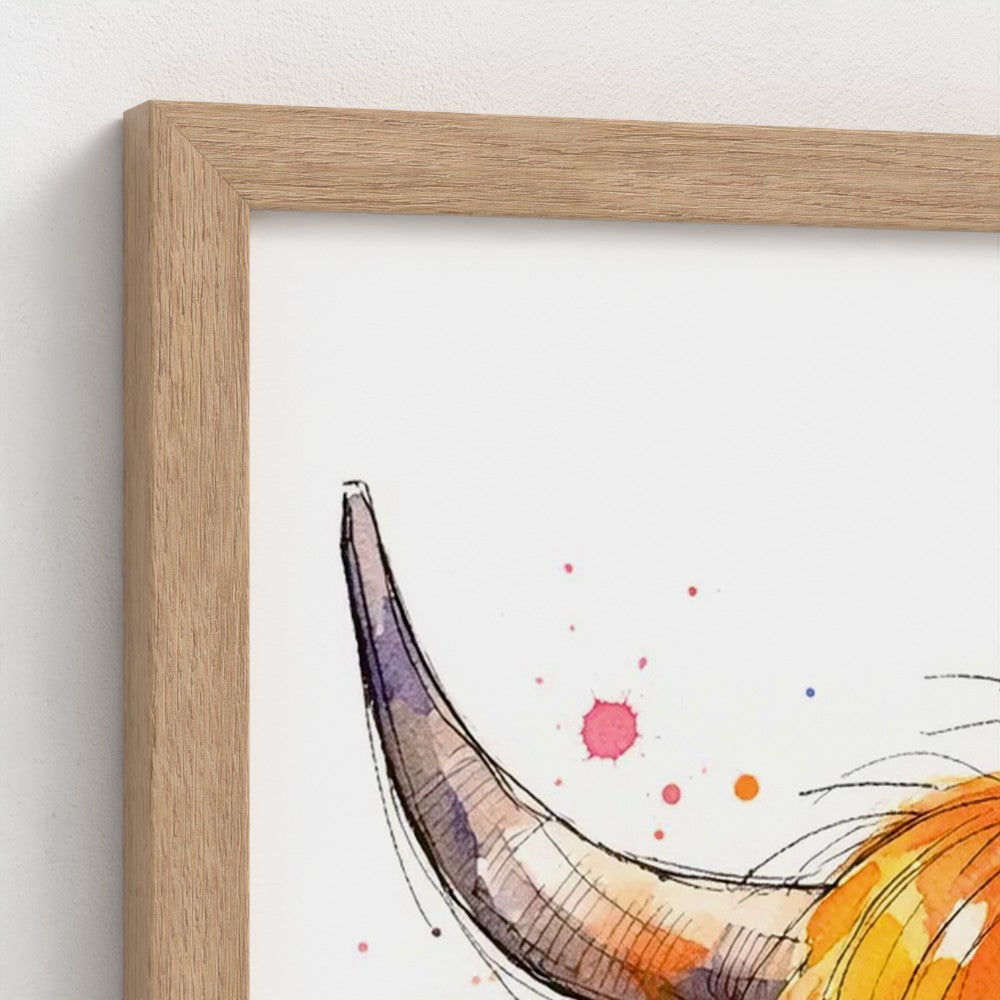 Colourful Highland Cow Wall Art | Scottish Art Print – Ink & Wild