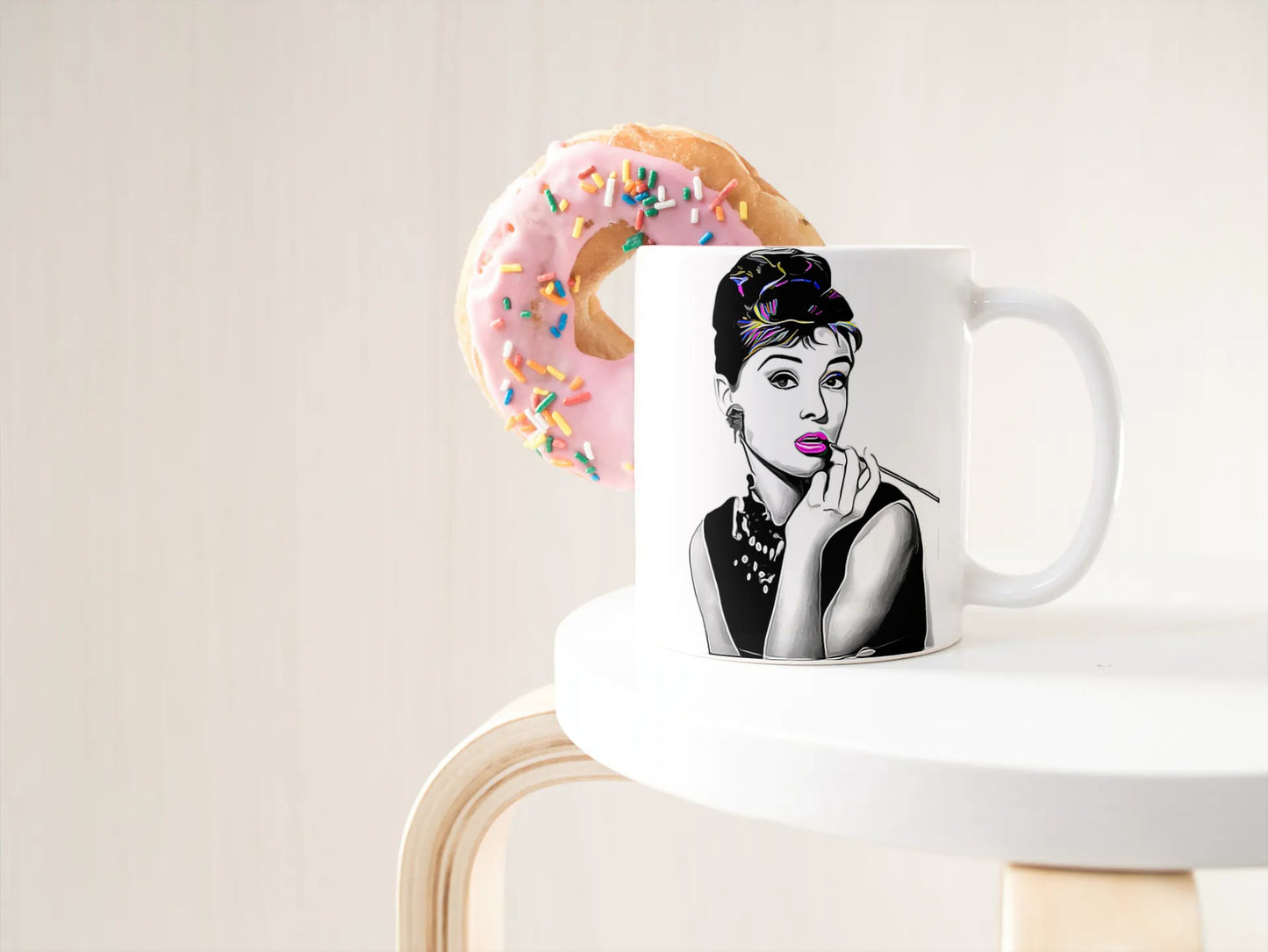 Brightly Coloured Audrey Hepburn  Ceramic Coffee/Tea Mug/Cup