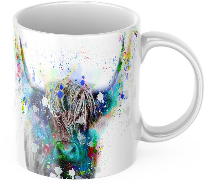 Brightly Coloured  Highland Cow Ceramic Mug Tea/Coffee Cup