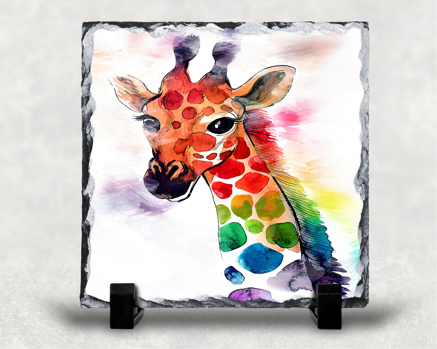 Colourful Giraffe Decorative Slate/Pan Stand, Scottish Gift, Giraffes, Colourful Giraffes, Giraffe Gift, Giraffe Lovers