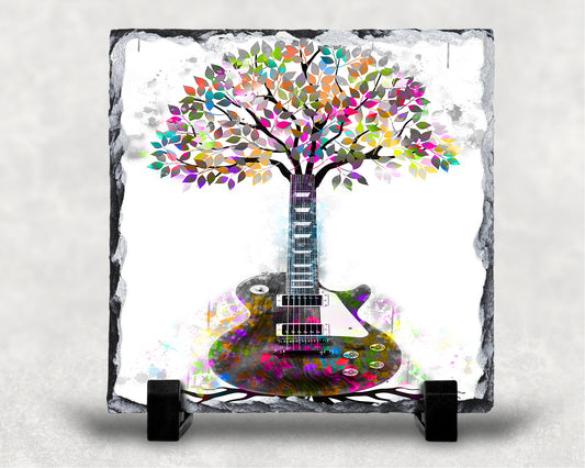 Guitar Tree of Life Decorative Slate Tile,Photo Slate, Pan Stand, Worktop Saver, Trivet, Slate Photo, Scottish Gift, Guitar Gift, Tree of Life