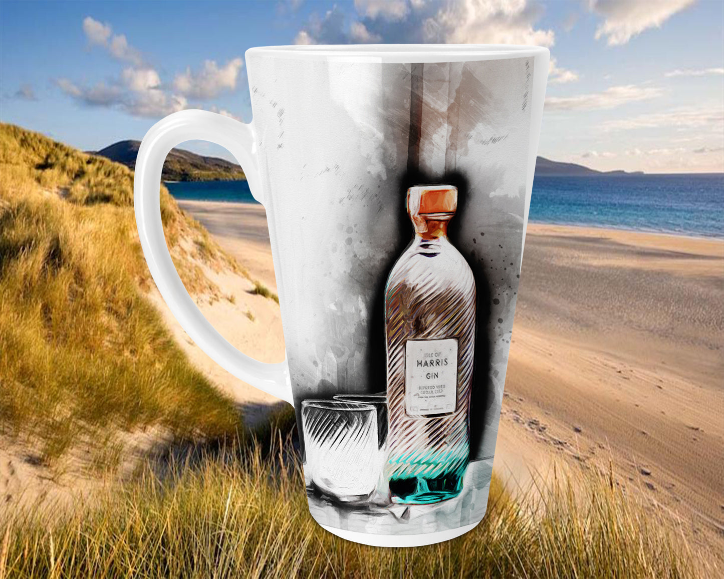 Famous Scottish Gin 17oz Skinny Latte Mug, Isle Of Harris, Made in Scotland, Gin Lovers Gift
