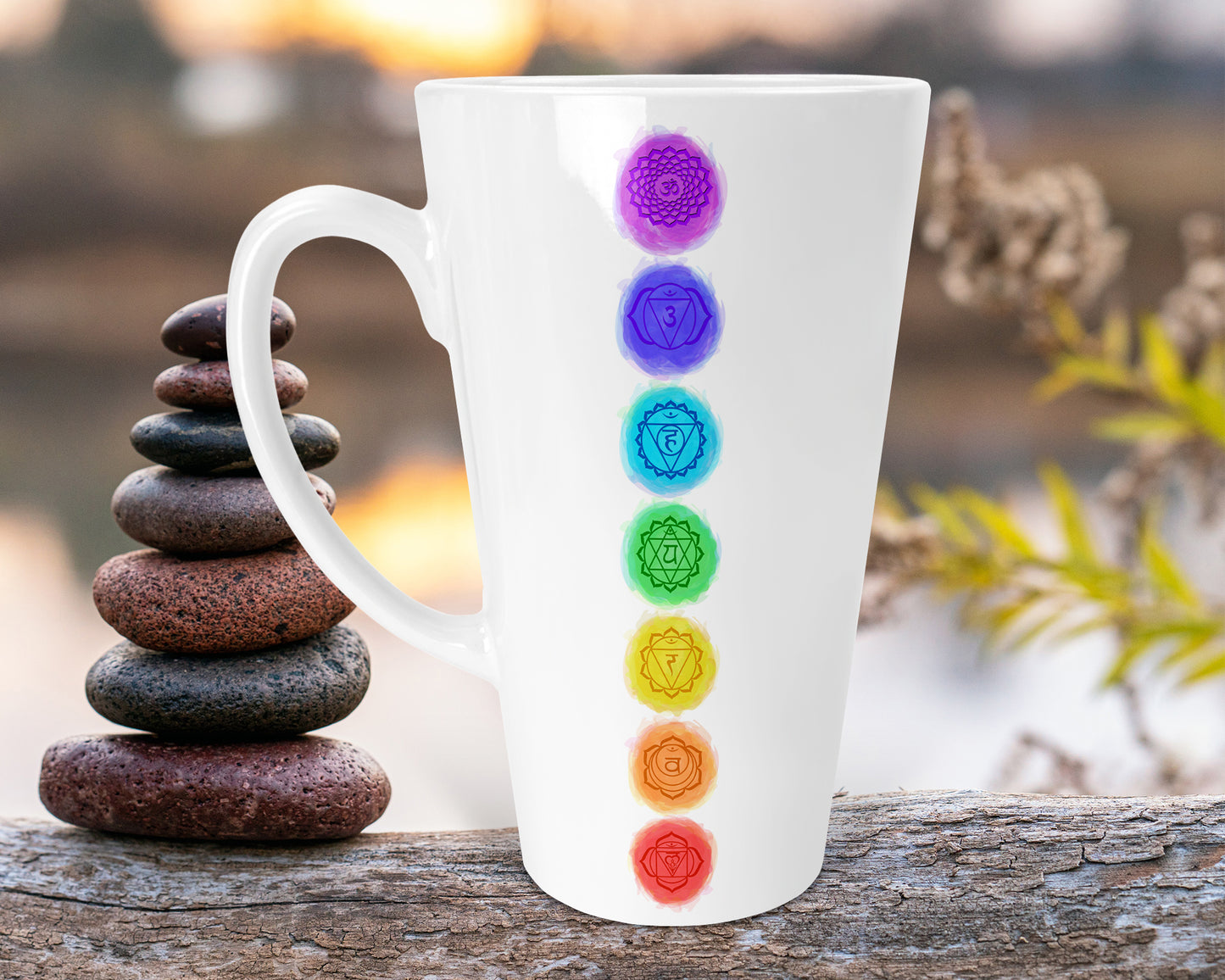 The Seven Chakras 17oz Skinny Latte Mug, Zen Meditation Gift, Latte Mu –  Eiledon