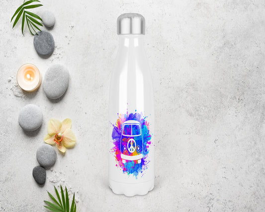 Brightly Coloured Camper Van 500ml Thermal Insulated Water Bottle, Camper Van Bottle, Hippy Vibes , Camper  Lovers, Camper Van Gift