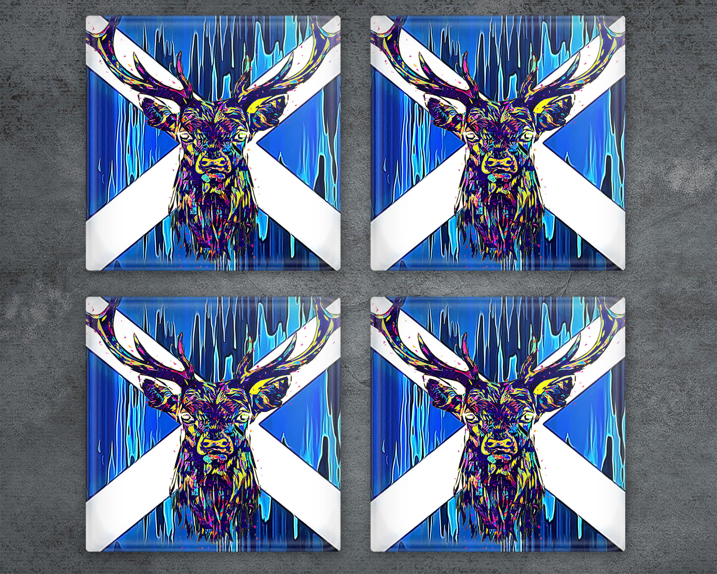 Stag Saltire Glass  Coaster, Drinks Holder, Scottish Stag Coaster, Scotland, Scottish Gift, Stag Gift