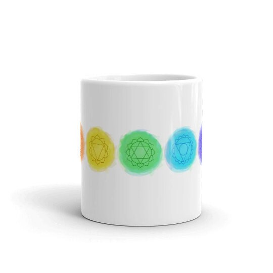 Seven Chakras Mug , Chakra Cup, Chakra Coffee Mug, Chakra tea cup, religious cup, meditation mug, hippy room mug, yoga room mug