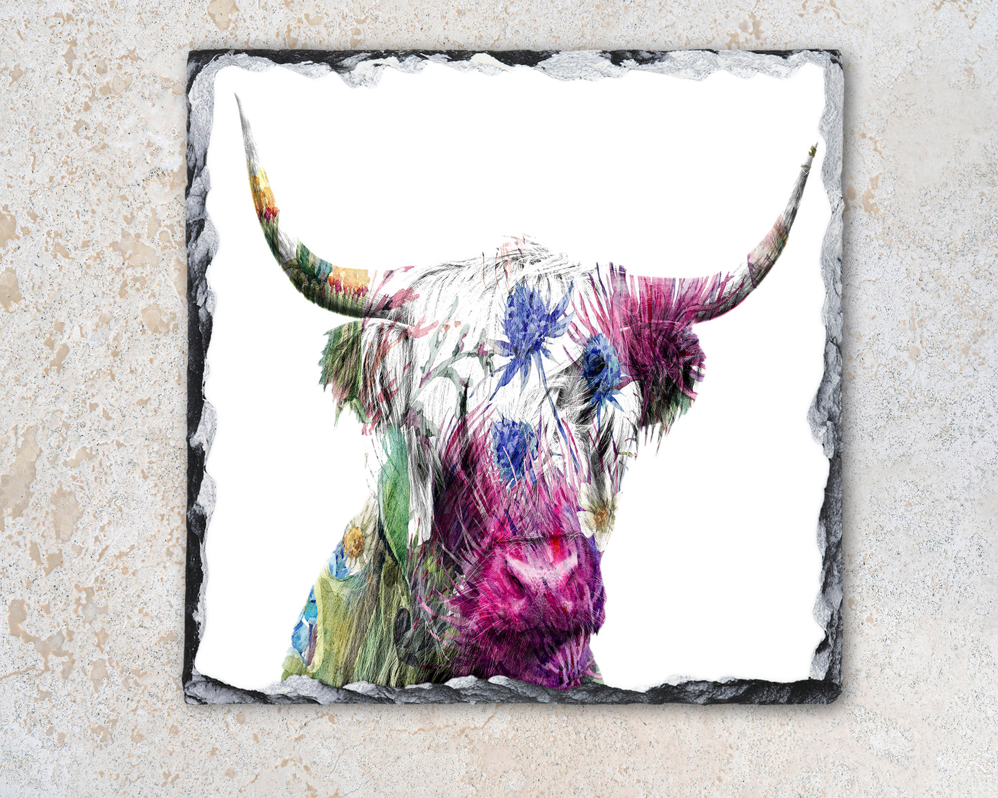 Highland Cow Silhouette Rock Photo Slate, Decorative Slate, Pan Stand, Trivet, Worktop Saver, Scottish Gift, Made In Scotland