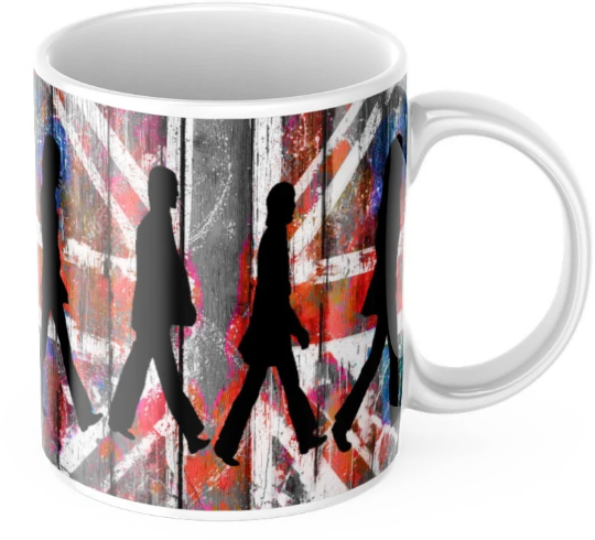 Beatles Abbey Road, John, Paul, George, Ringo Pop Icons Iconic Pop Art Retro Style 11oz Ceramic Tea /Coffee Mug, Beatles Mug, Beatles Gift