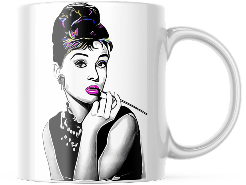 Brightly Coloured Audrey Hepburn  Ceramic Coffee/Tea Mug/Cup