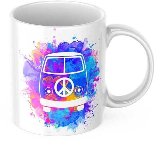 Brightly Coloured Camper Van Tea Coffee Ceramic Mug, Camper Van Mug, Hippy Vibes Mug, Camper Lovers, Camper Van Gift, Christmas Gift