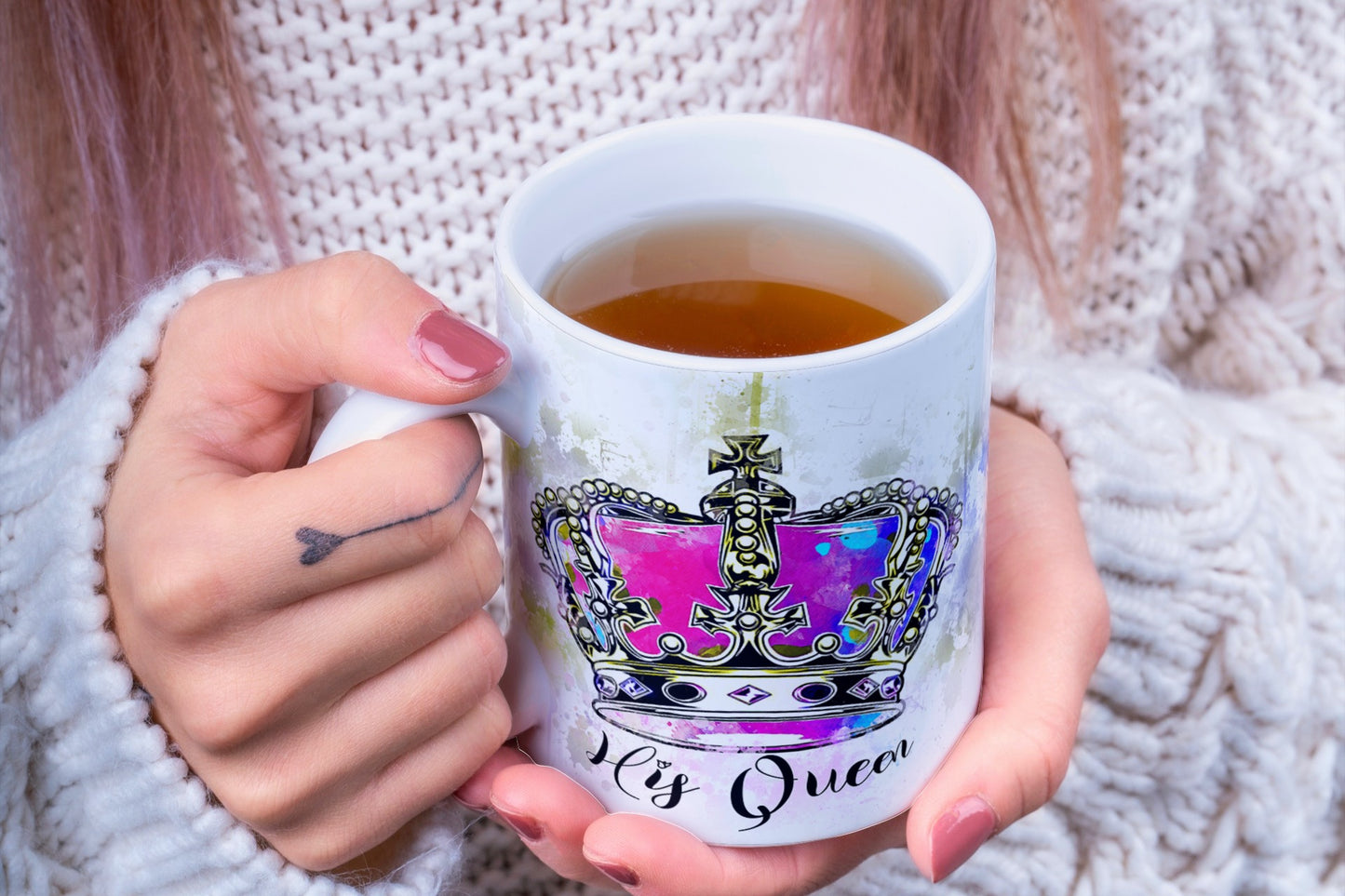 His Queen Her King Couples Ceramic Tea Coffee 11oz Mug, Couples Mug, His Queen, Her King, Couples Gift, Wedding Gift, Bride and Groom Mugs