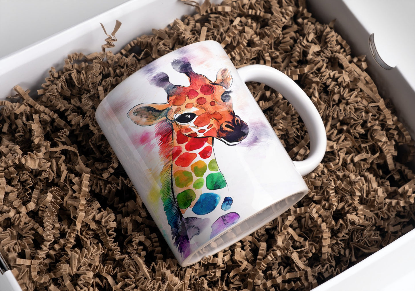 Brightly Coloured Giraffe Watercolour Tea Coffee Ceramic Mug, Giraffe Mug, Giraffe Lovers Mug, Giraffe Lovers Gift, Giraffe Gift